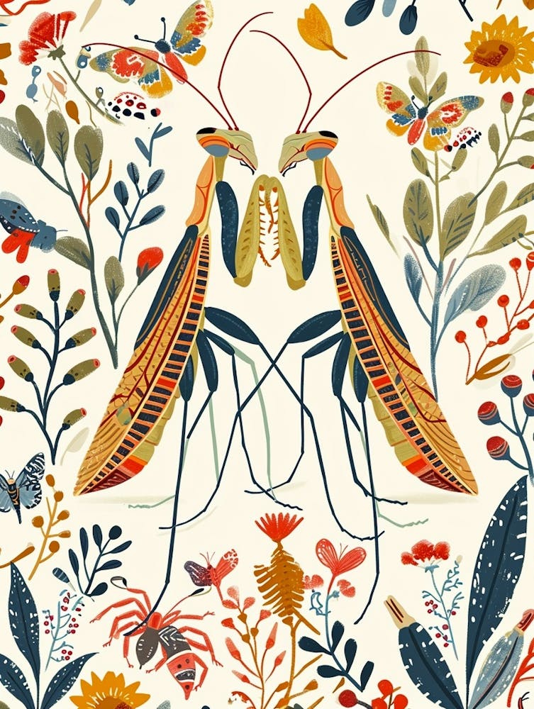 Colourful Insect Illustration Praying Mantis 11