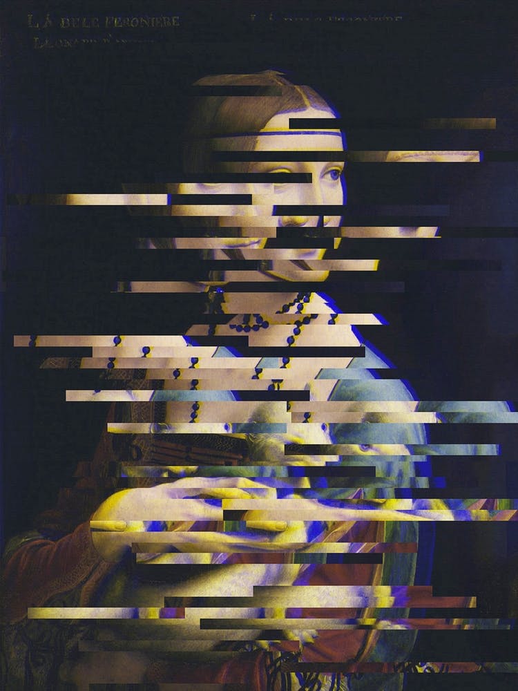 Glitched Leonardo da Vinci's Lady with an Ermine
