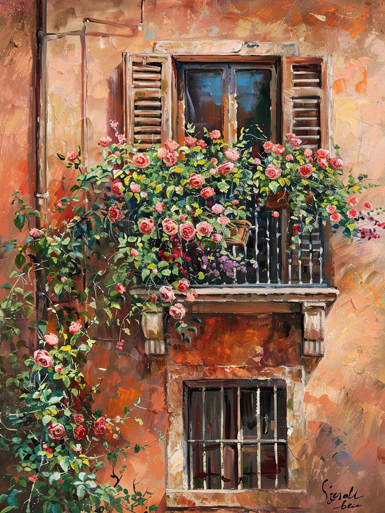Balcony View Painting In Rome 2