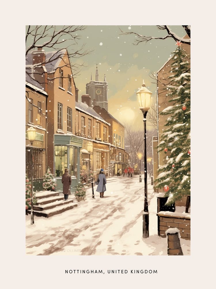 Vintage Winter Poster Nottingham United Kingdom 3