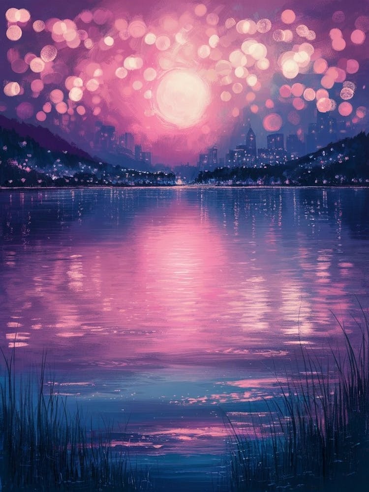 Night Sky Over The Lake