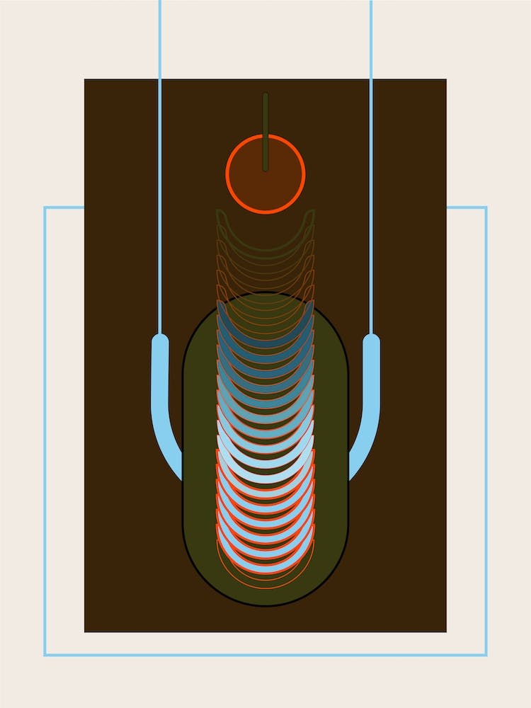 Trees Blue Brown Geometric Abstract
