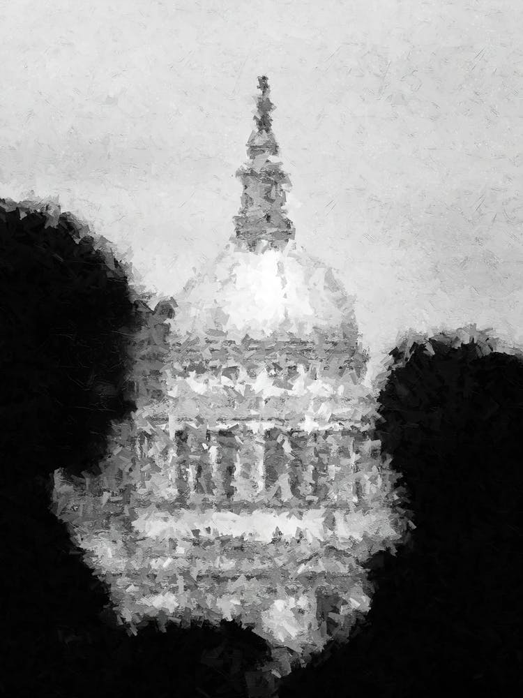 London St Pauls Bw Digital Oil Painting