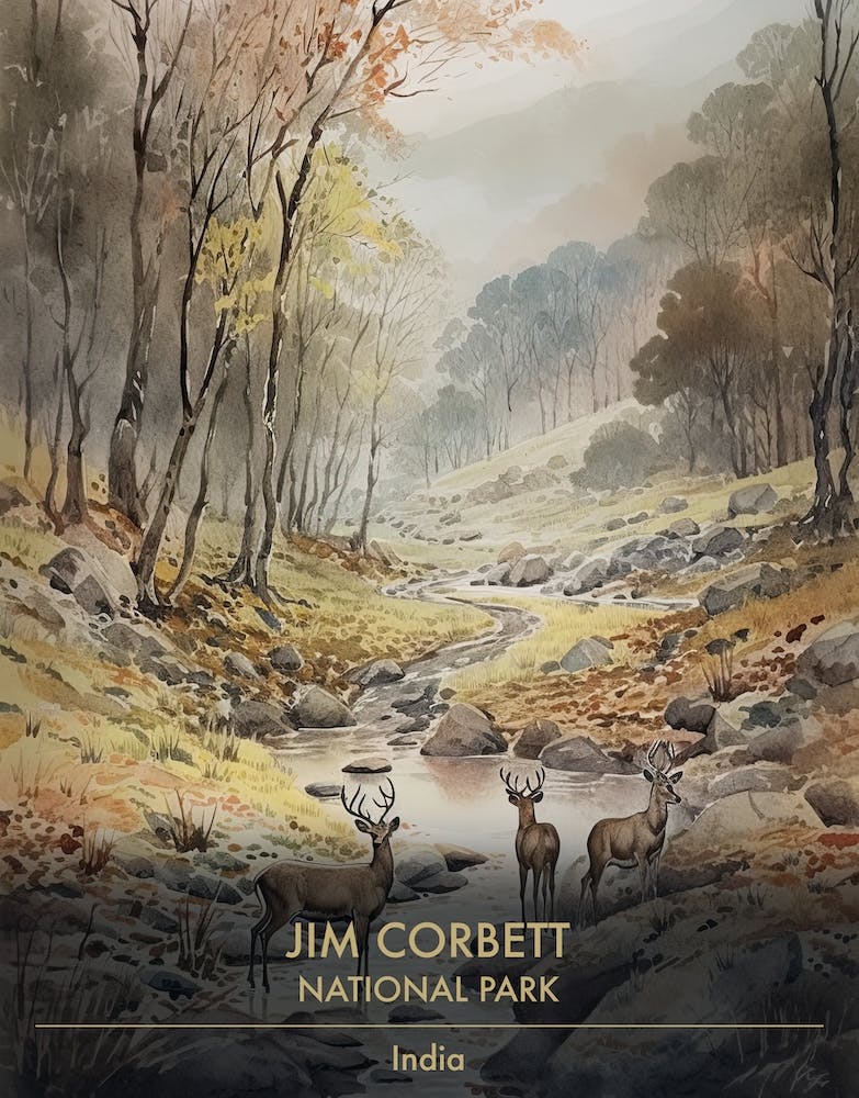 Jim Corbett National Park India Watercolour 2