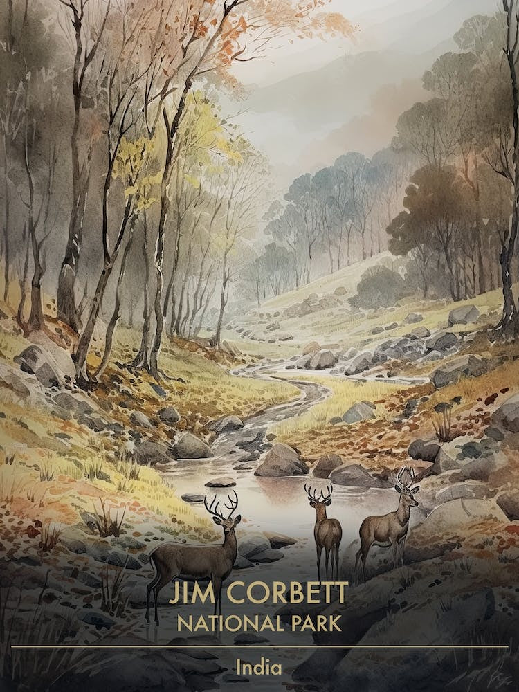 Jim Corbett National Park India Watercolour 2