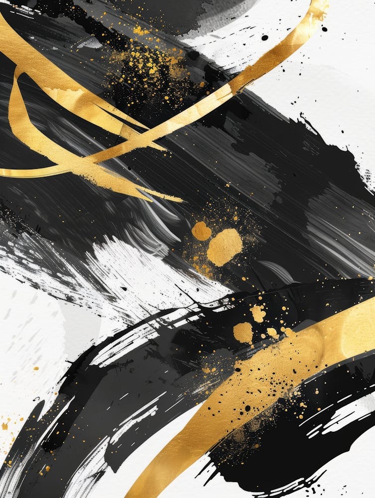 Abstract Gold And Black Painting 32