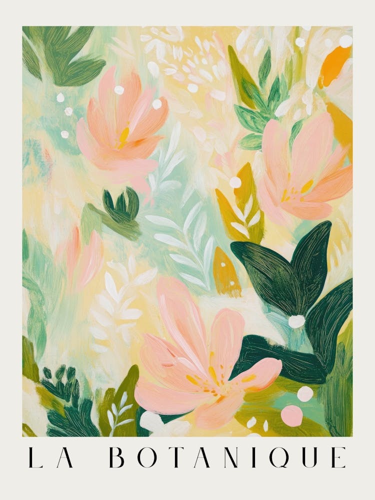 Abstract floral prints in soft pastel tones in a modern botanical aesthetic – gouache painting in the style of Henri Matisse – minimalist nature art perfect for contemporary decor, modern living rooms, elegant bedrooms 4