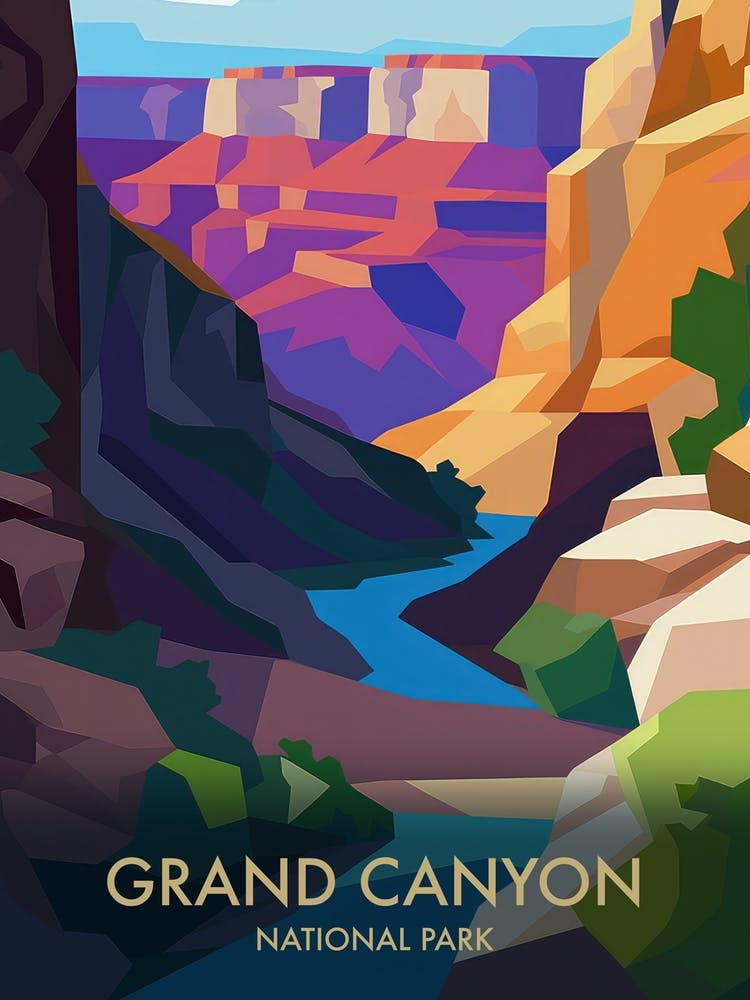 Grand Canyon National Park Matisse Style Vintage Travel Poster 1