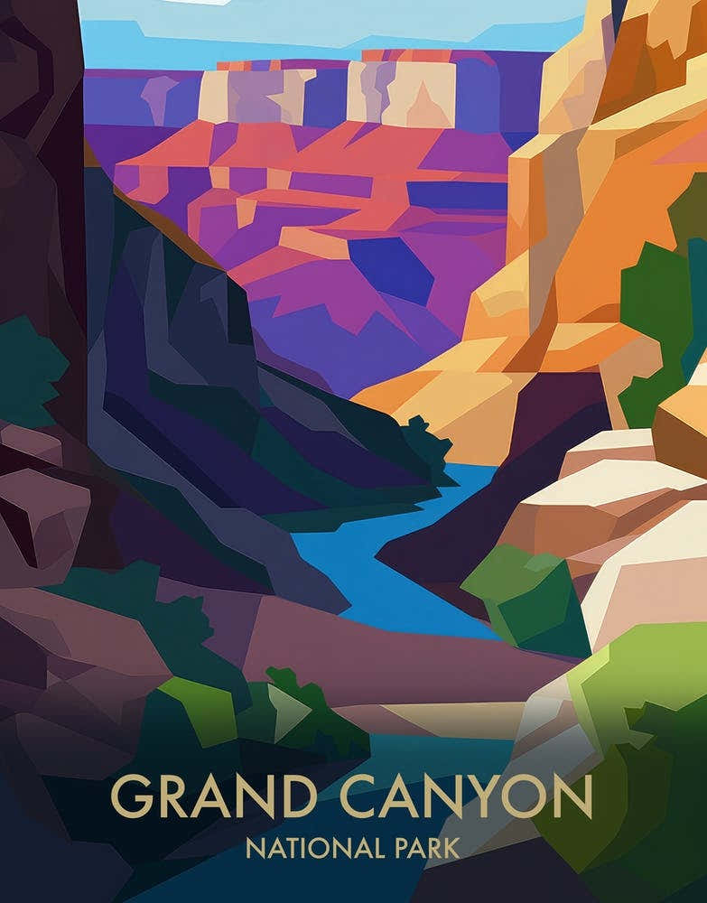 Grand Canyon National Park Matisse Style Vintage Travel Poster 1
