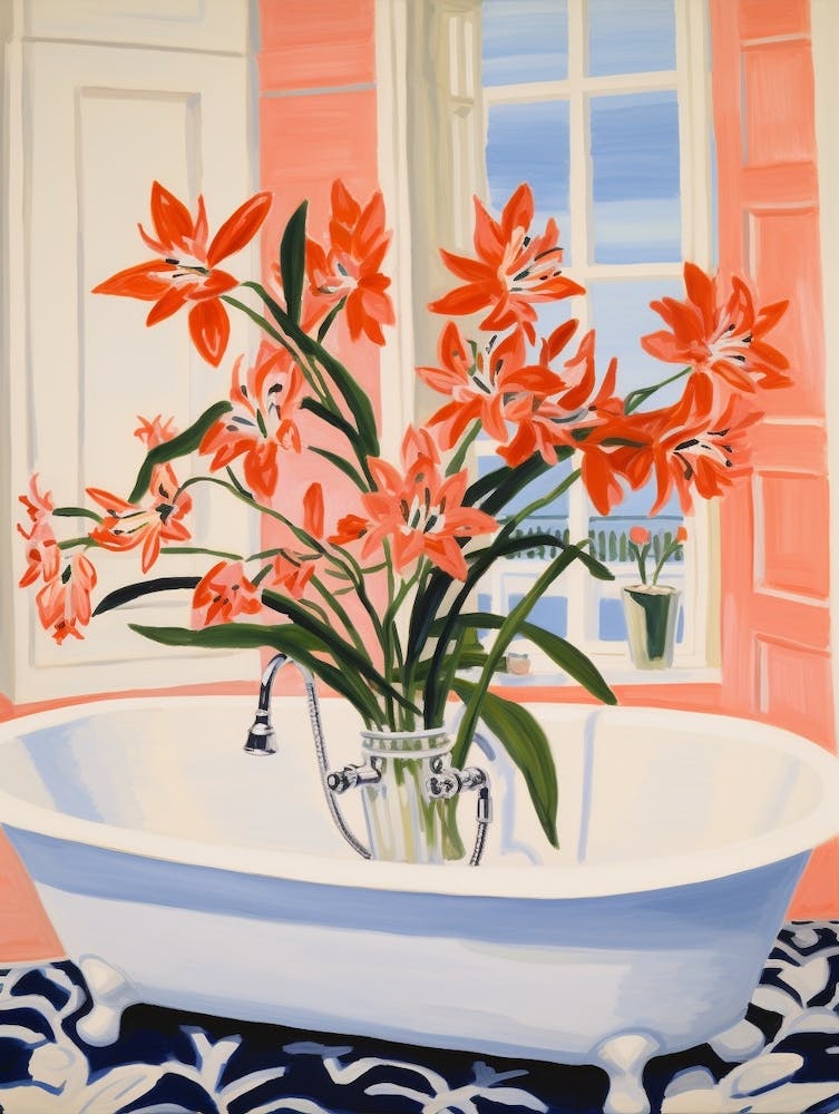 A Bathtube Full Of Amaryllis In A Bathroom 4
