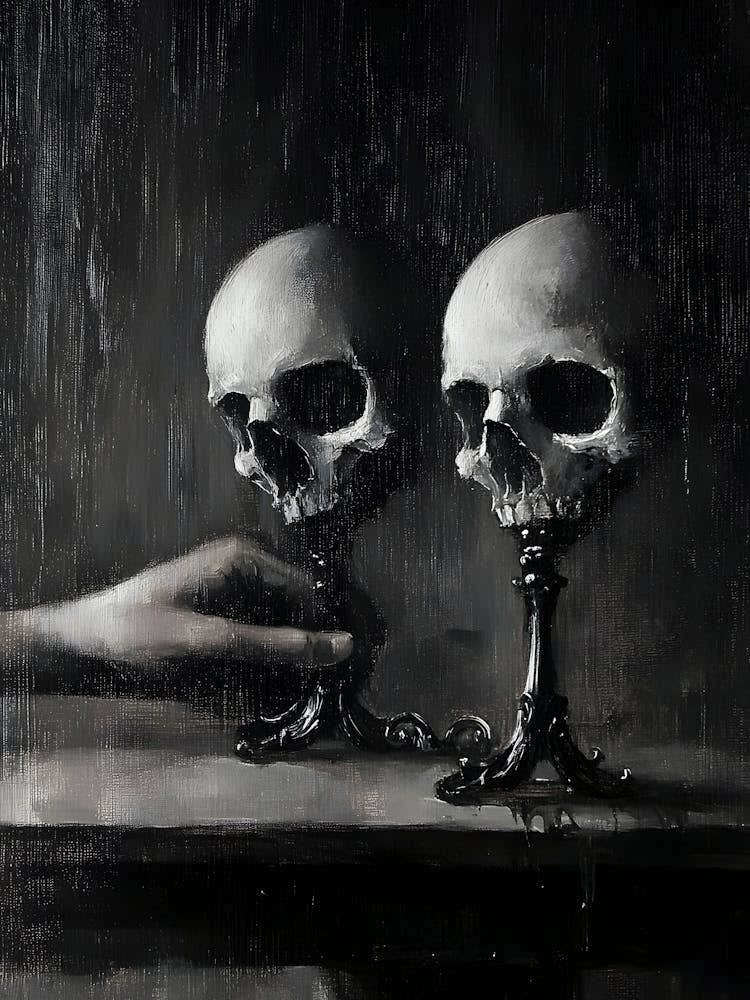 Dark Gothic Two Skulls