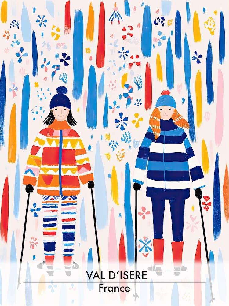 Val D Isere   France, Ski Resort Poster Illustration 1