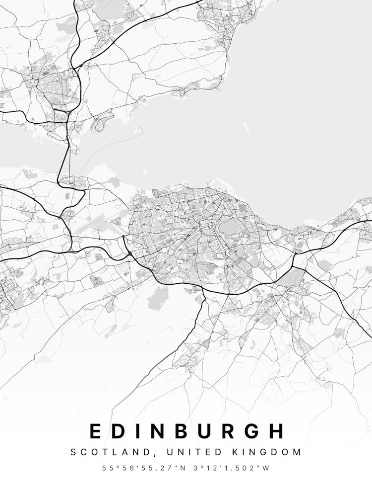 Edinburgh Scotland White Map