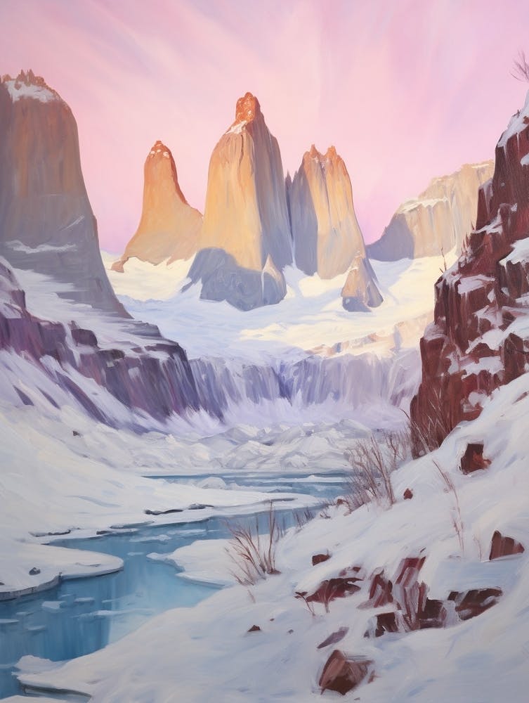 Dreamy Winter Painting Torres Del Paine National Park Argentina 3