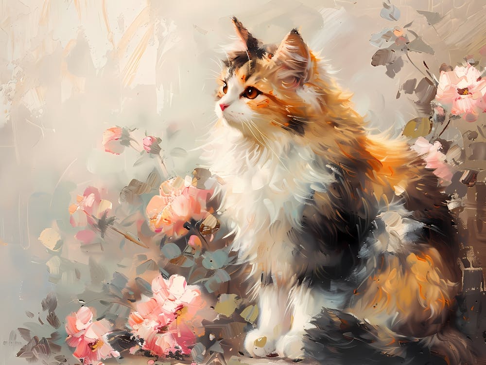 Cat With Roses 2