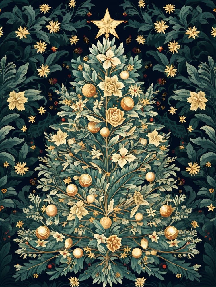 William Morris Style Christmas Tree 13
