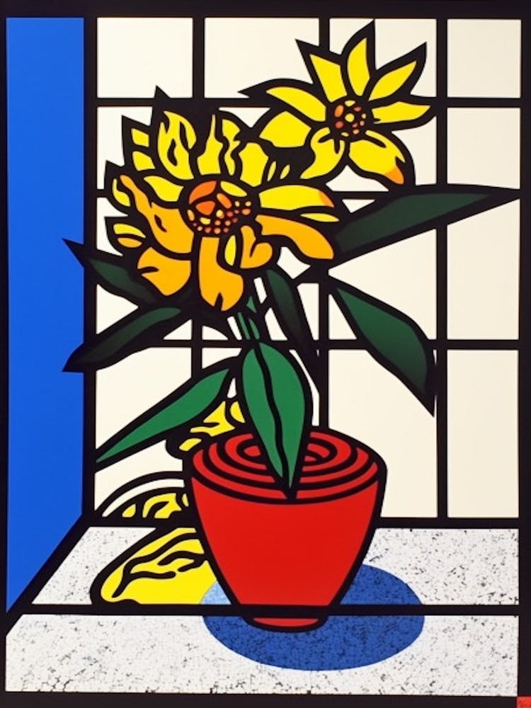 Dahlia Flower Still Life  3 Pop Art Style