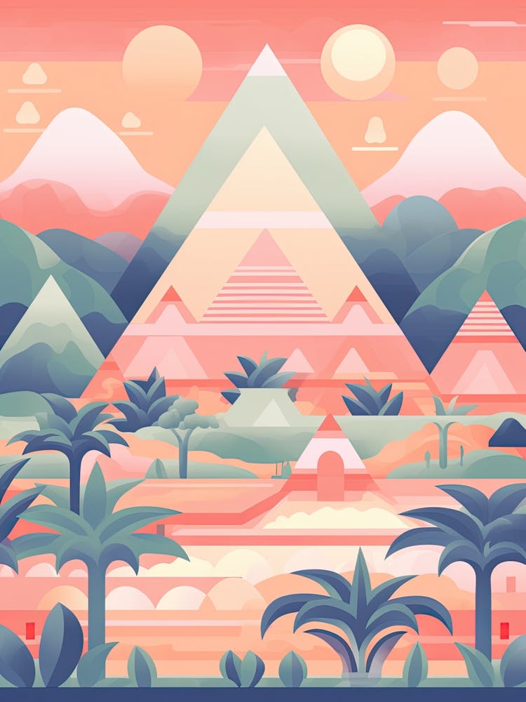 The Pyramids Of Giza   Egypt   Cute Botanical Illustration Travel 2