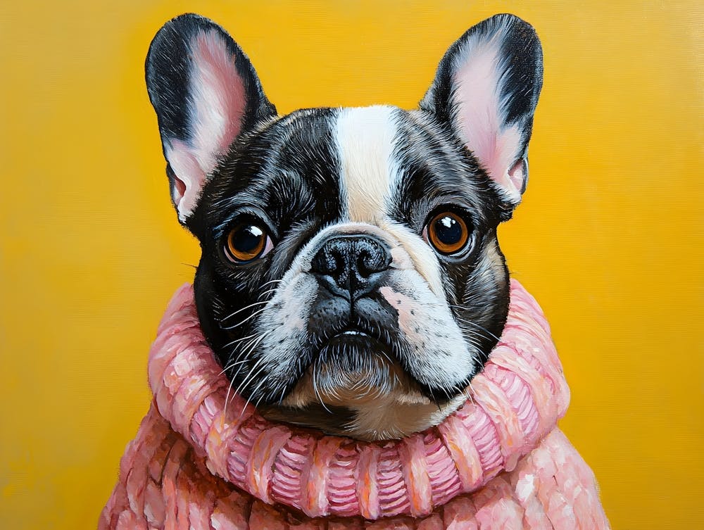 Frenchie In Pink And Yellow 3