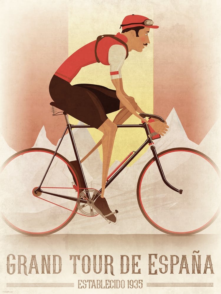 Vintage Style La Vuelta With Flag