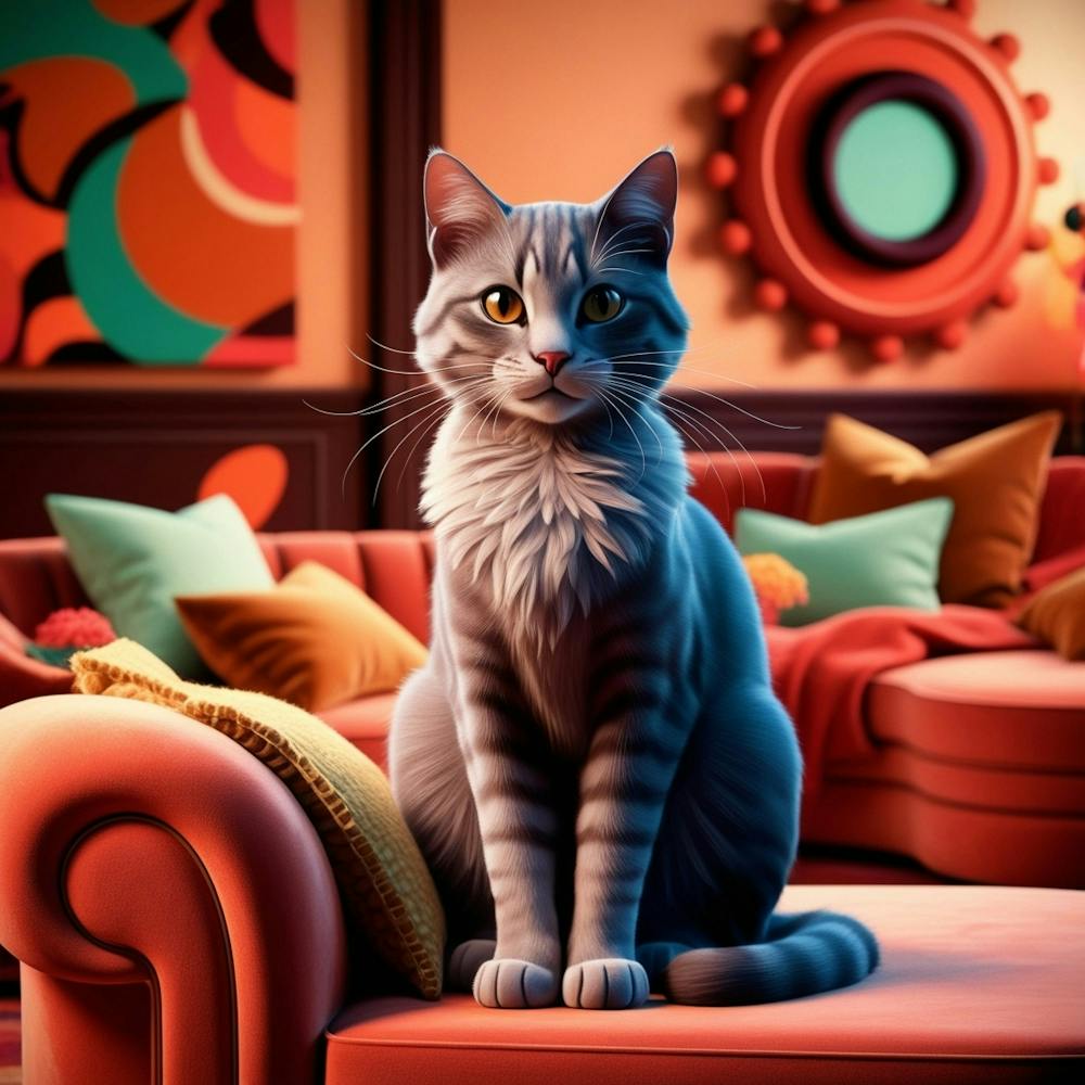 Cat Sitting On Couch 1