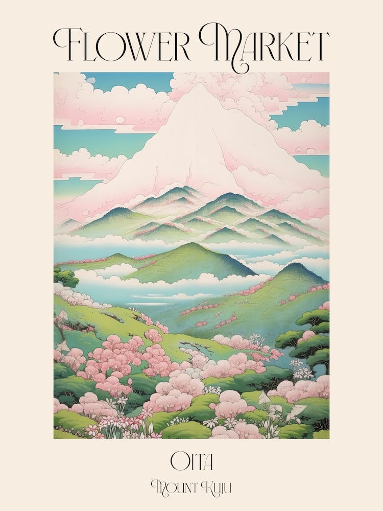 Flower Market Mount Kuju In Oita, Japanese Landscape 3 Poster