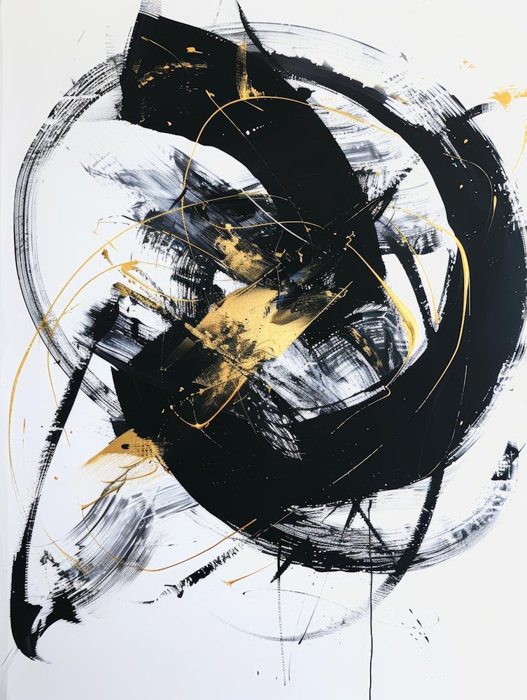 Abstract Black And Gold Painting 63