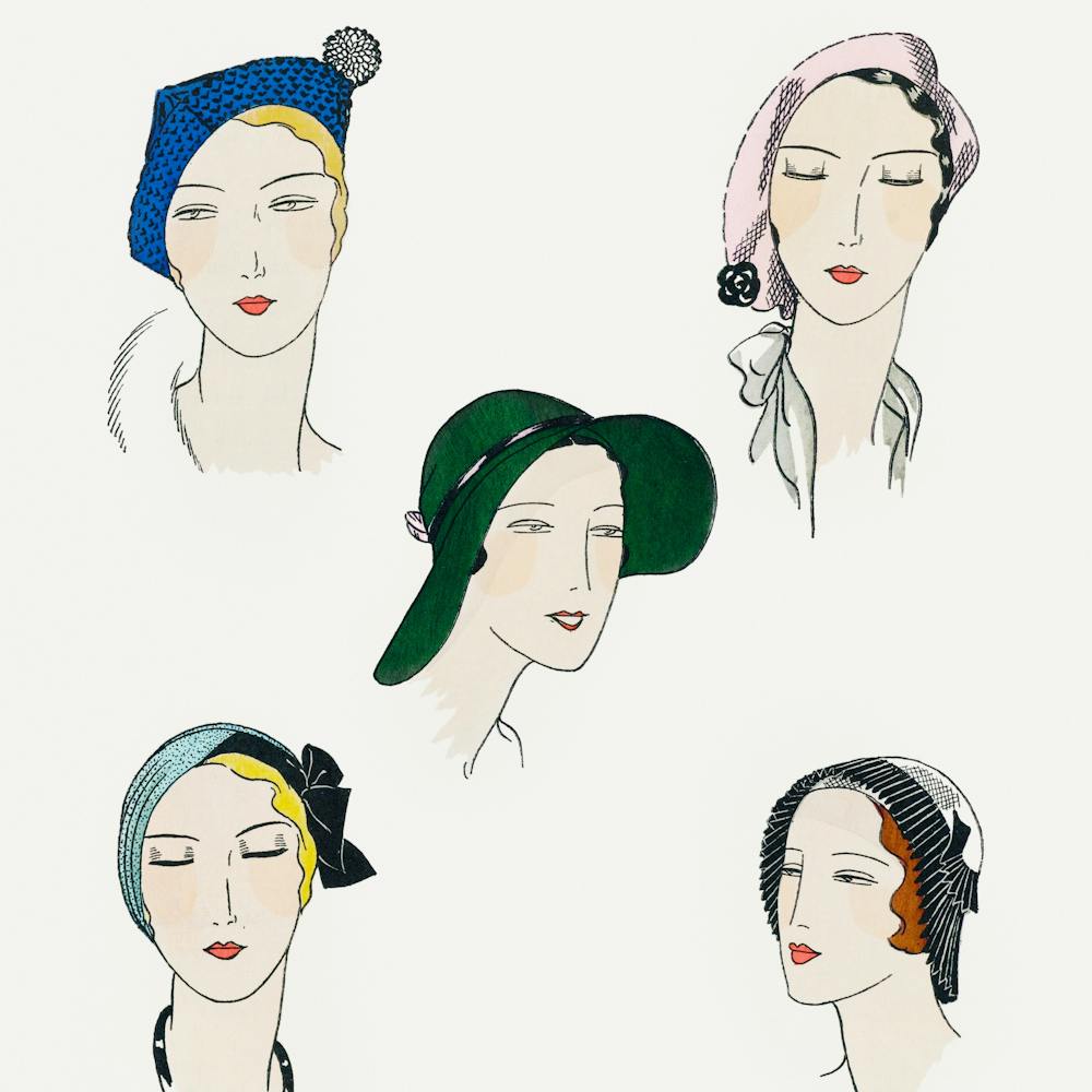 The pretty Seasonal Hats fashion illustration