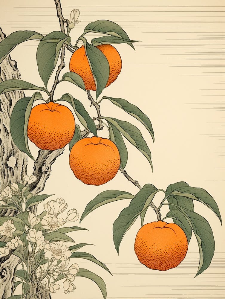 Tachibana Mandarin Orange 22 Vintage Japanese Botanical