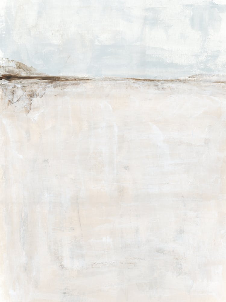 Neutral Soft Muted Abstract Landscape Horizon Painting, Beige, Brown, Gray