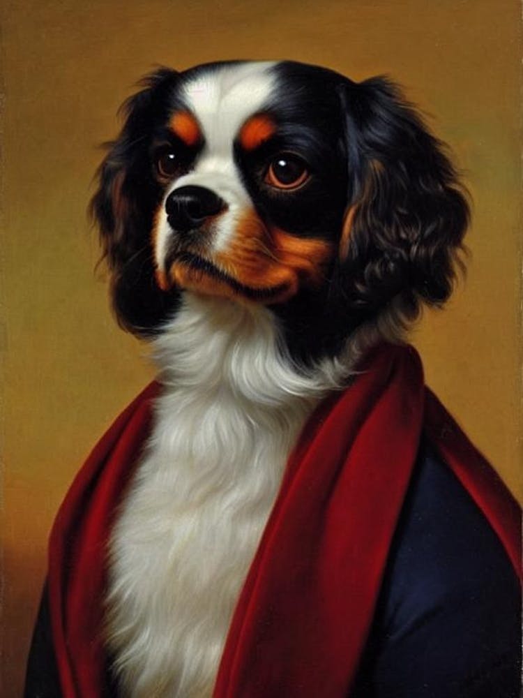 Cavalier King Charles Spaniel Renaissance Portrait Oil Painting