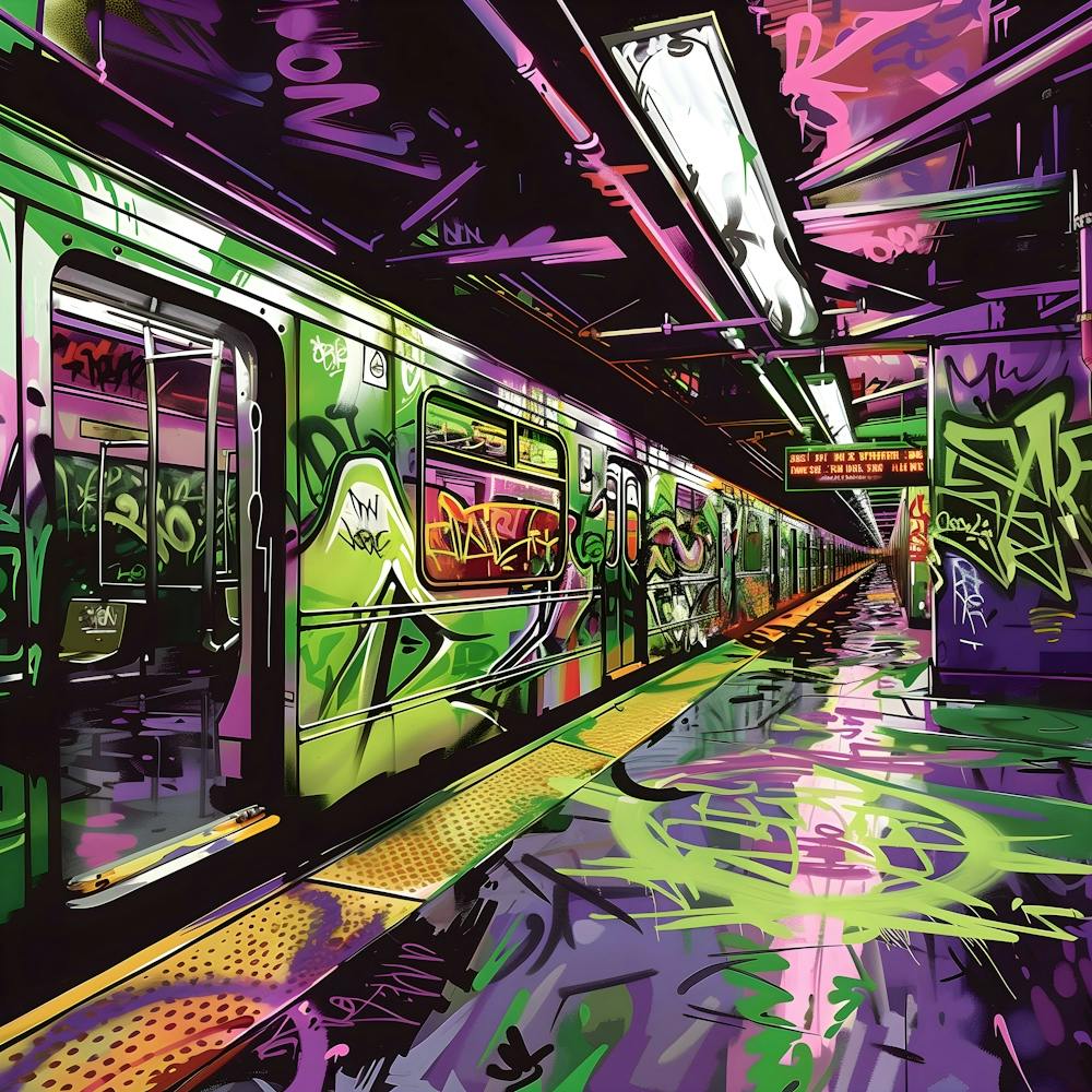 Subway Station, Graffiti, Street Art, Urban Hues