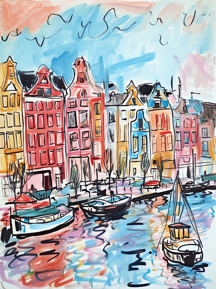 Amsterdam, Dreamy Storybook Illustration 1