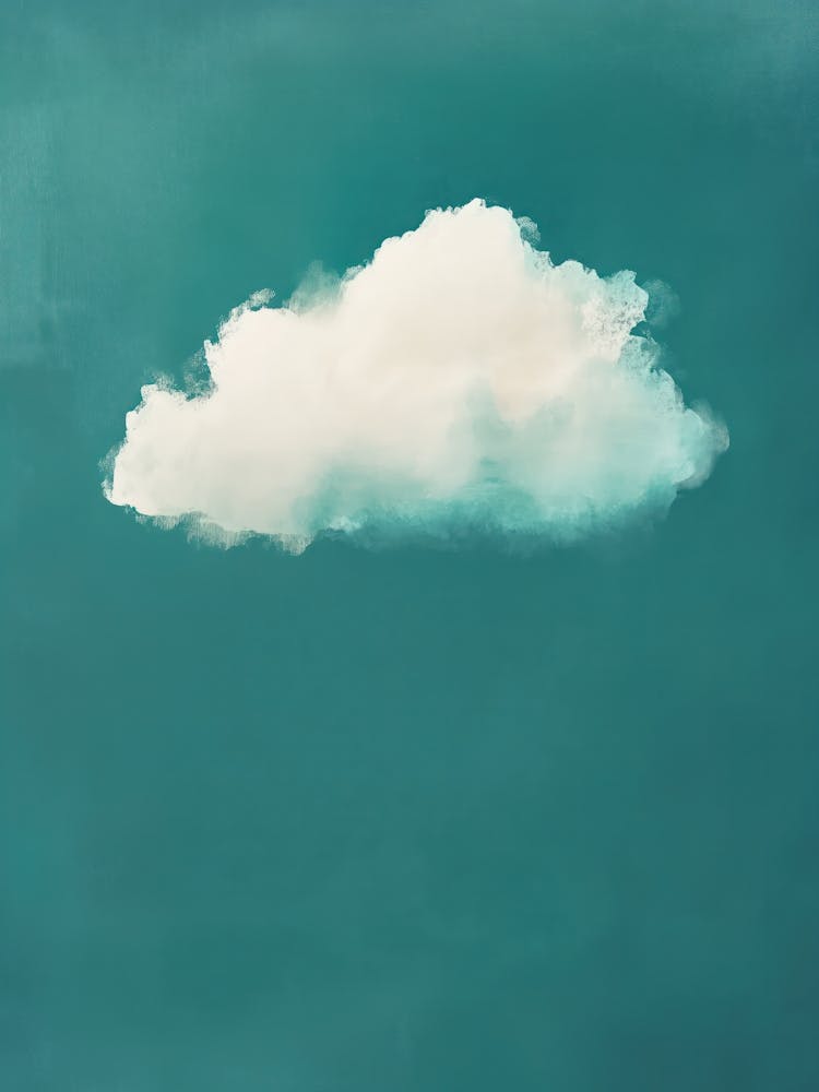 Cloud Wall Art Painting Green Blue Teal Sky Print