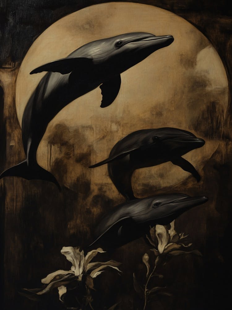 Dolphins In The Moonlight