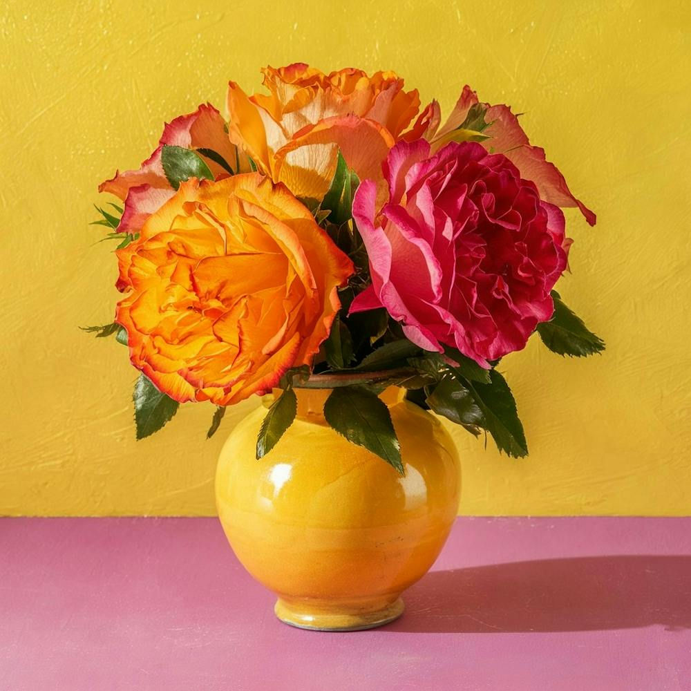 Roses In A Yellow Vase