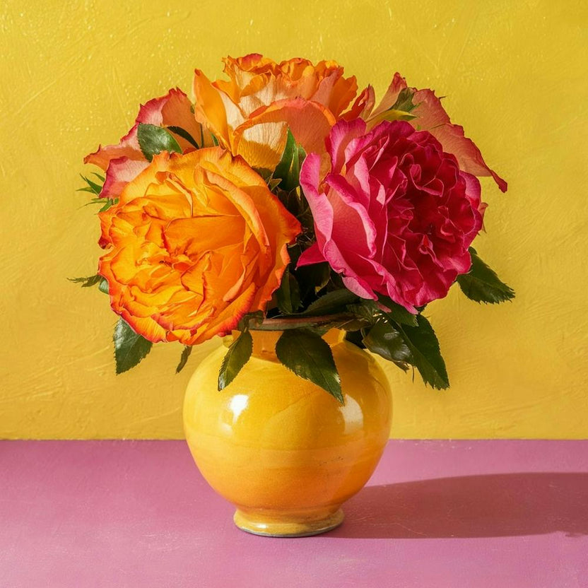 Roses In A Yellow Vase
