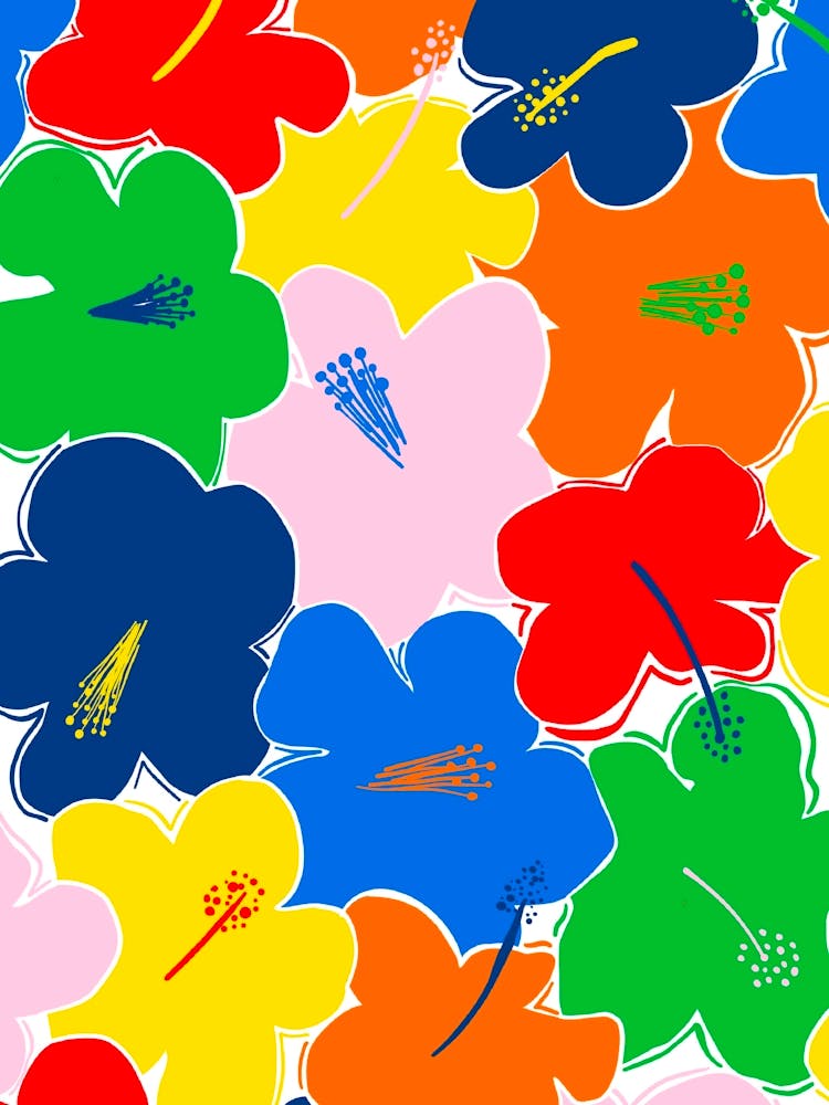 Colourful abstract flower patterned print