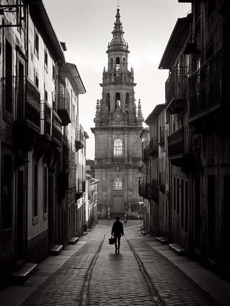 Santiago De Compostela, Spain, Black And White Analogue Photography 1