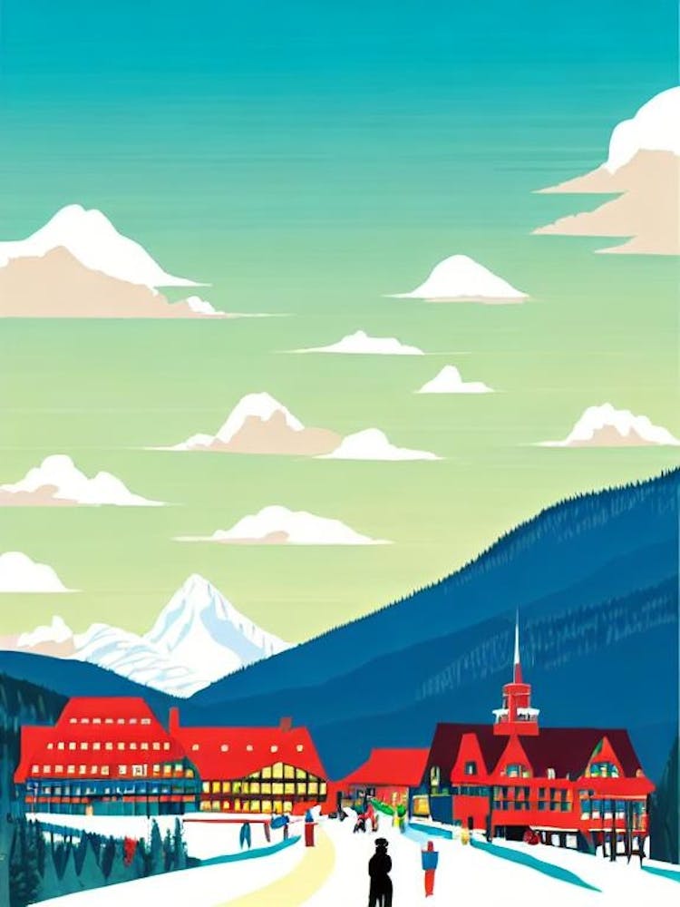 Mont Tremblant, Canada Midcentury Vintage Skiing Poster