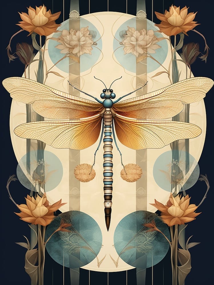 Dragonfly Botanical Vintage Illustration 4