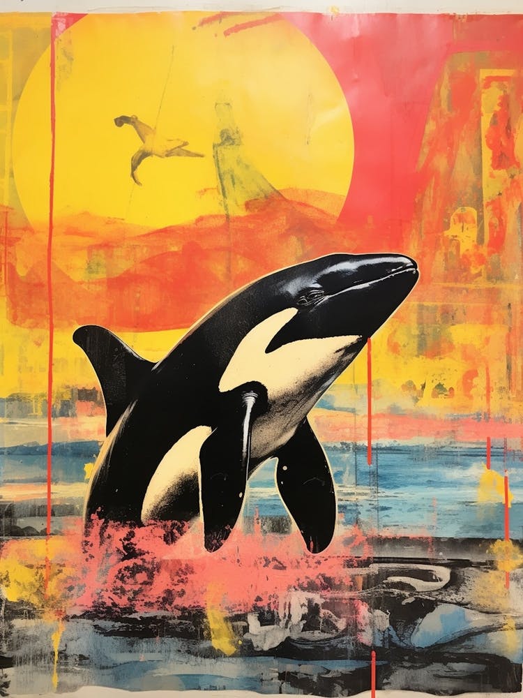 Orca Whale Pop Art Risograph Inspired 4