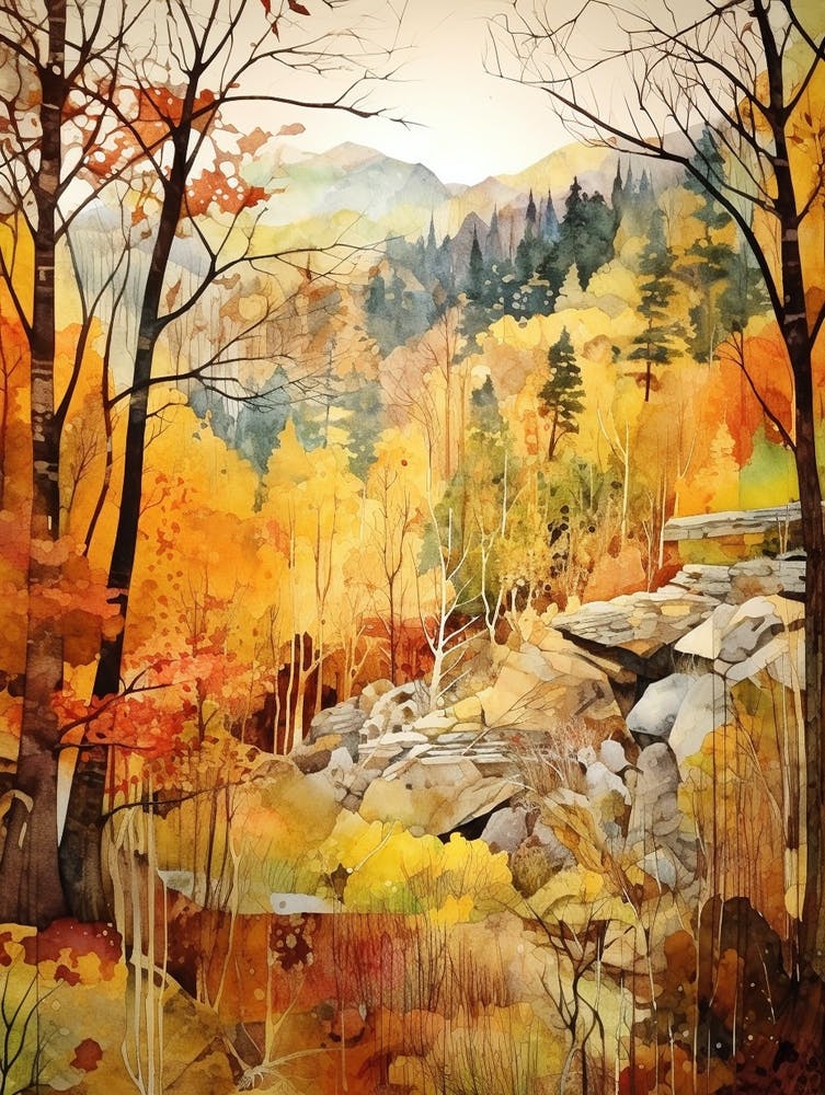 Autumn National Park Painting Yosemite National Park California Usa 7