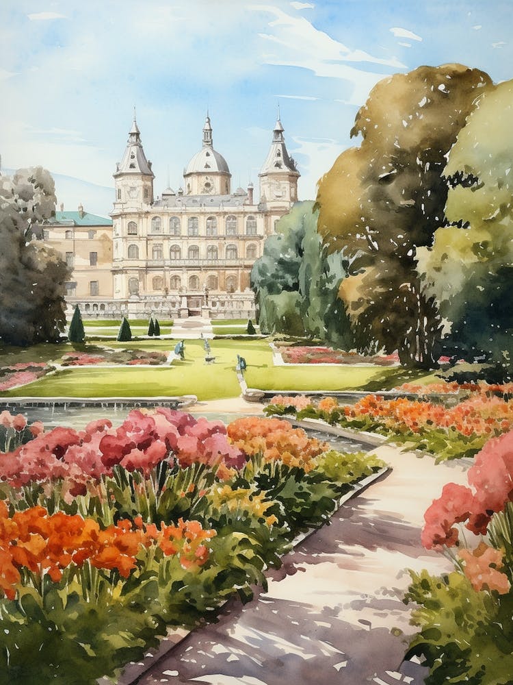 Mirabell Palace Gardens Austria Watercolour 3