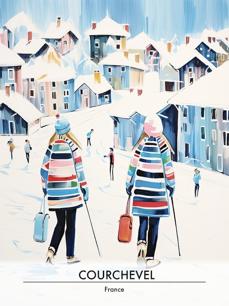Courchevel   France, Ski Resort Poster Illustration 3