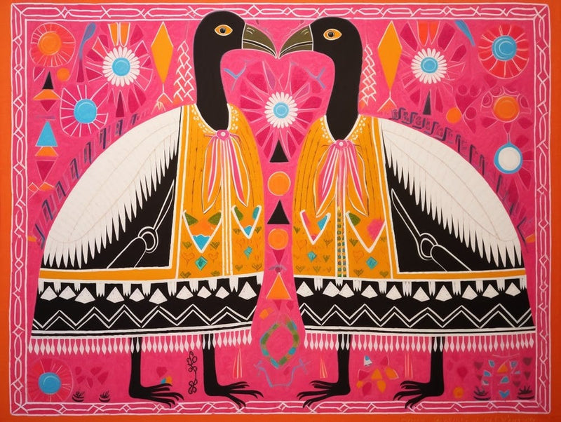 Ostrich 1 Folk Style Animal Illustration