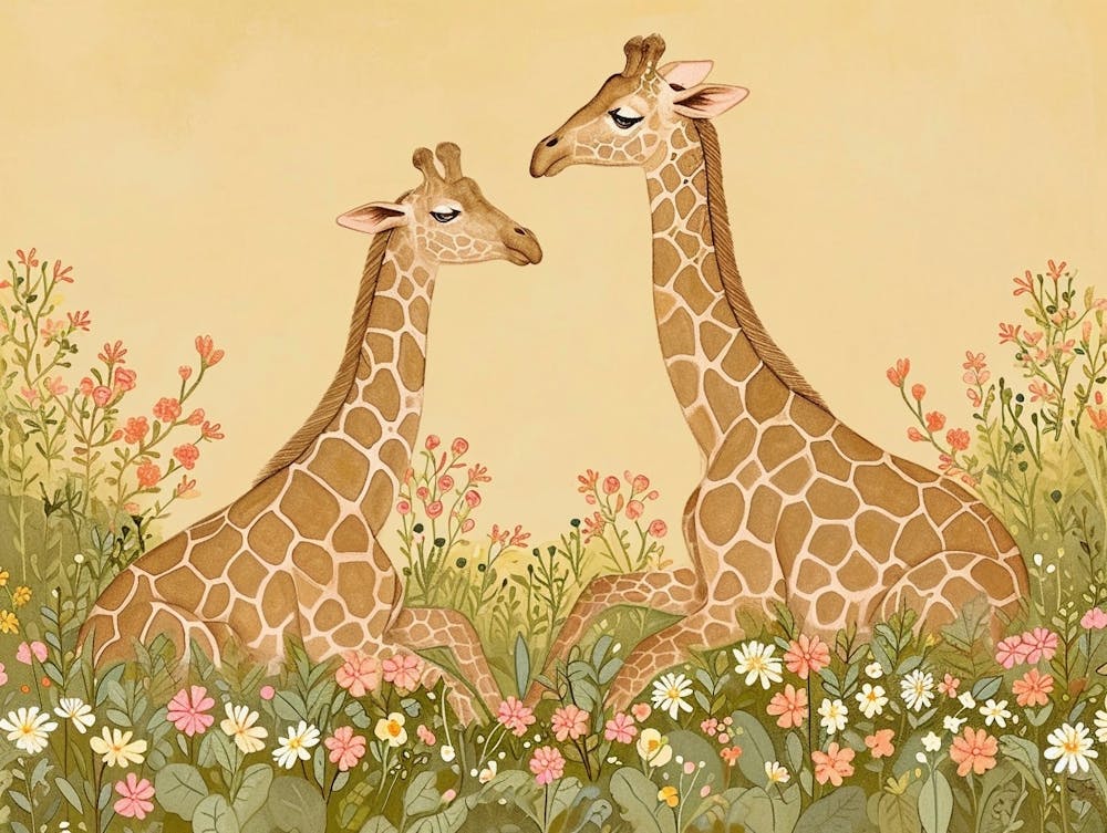 Florale Tierillustration Giraffe 2