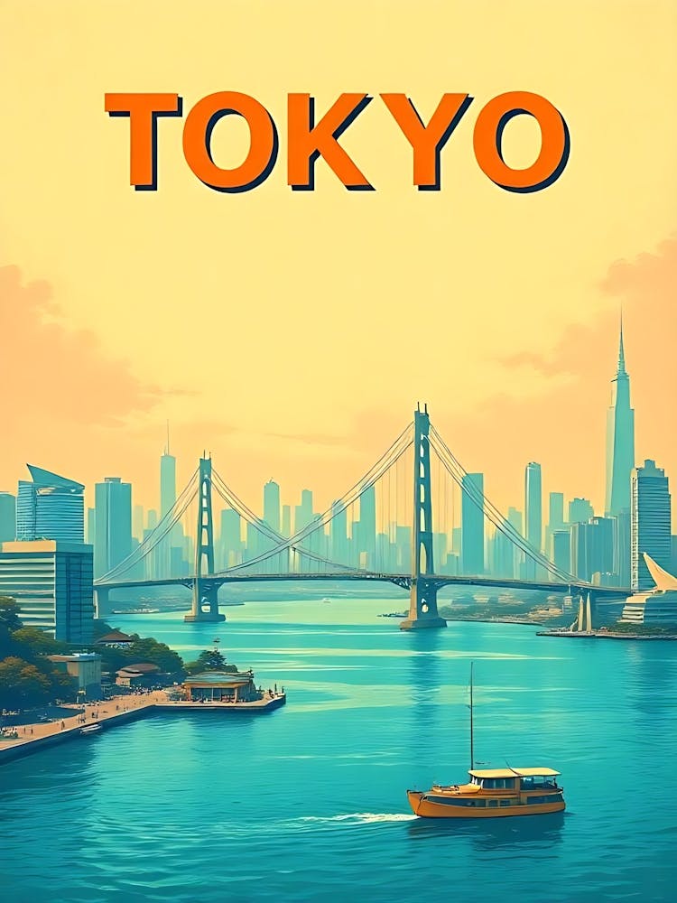 Tokyo Japan Vintage Digital Travel Poster 8