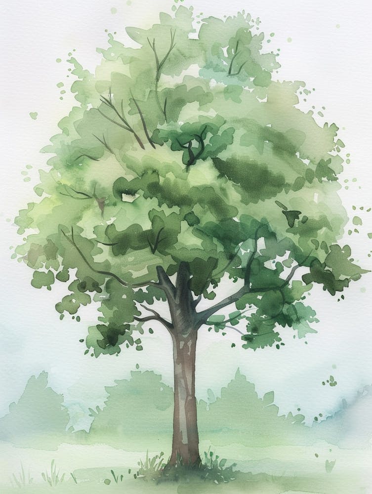 Lime Tree Atmospheric Watercolour Painting 3