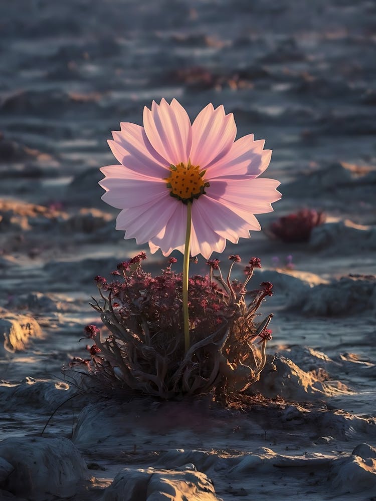 Einzelne Blume in der Wüste